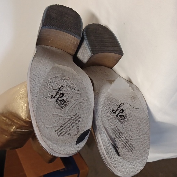 NEW FREE People essential tall slouch boots gold NIB $298 - Picture 8 of 11